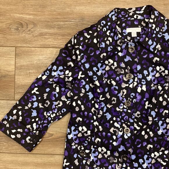 Charter Club Petite Women’s Purple Animal Print Lightweight Jacket Size PS - Picture 1 of 8
